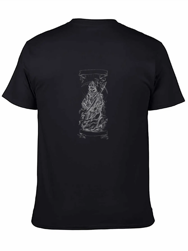Grim Reaper Scythe Ribbon Tattoo Lightweight Cotton T-Shirt – Daily Comfort Graphic Shirt