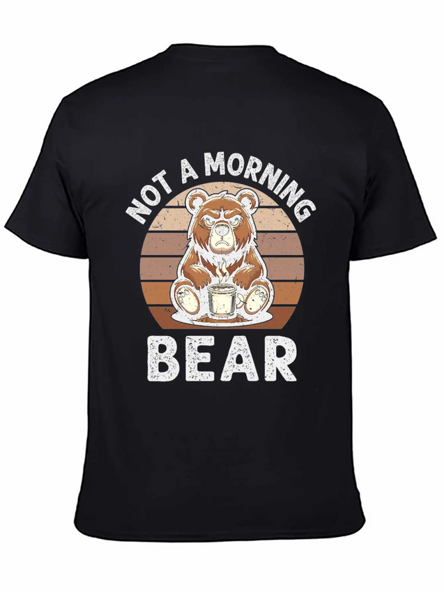 Grumpy Bear With Coffee Morning Mood Lightweight Cotton T-Shirt – Daily Comfort Graphic Shirt