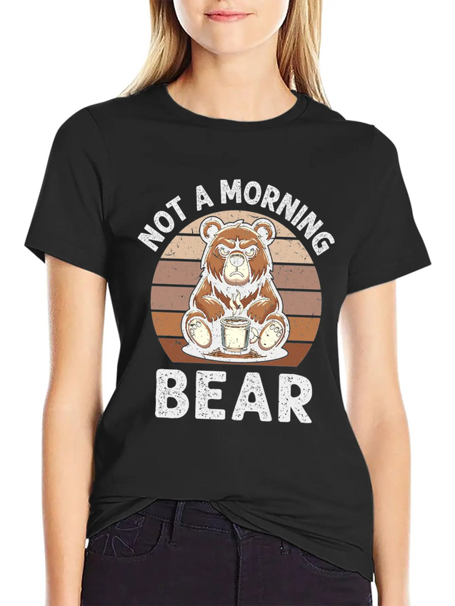 Grumpy Bear With Coffee Morning Mood Lightweight Cotton T-Shirt – Daily Comfort Graphic Shirt
