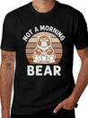 Grumpy Bear With Coffee Morning Mood Lightweight Cotton T-Shirt – Daily Comfort Graphic Shirt