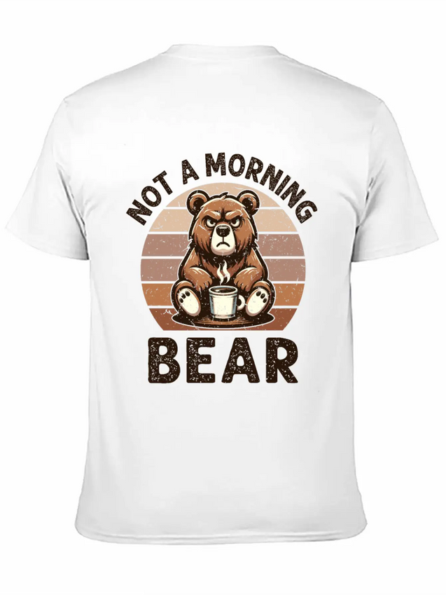 Grumpy Bear With Coffee Morning Mood Lightweight Cotton T-Shirt – Daily Comfort Graphic Shirt