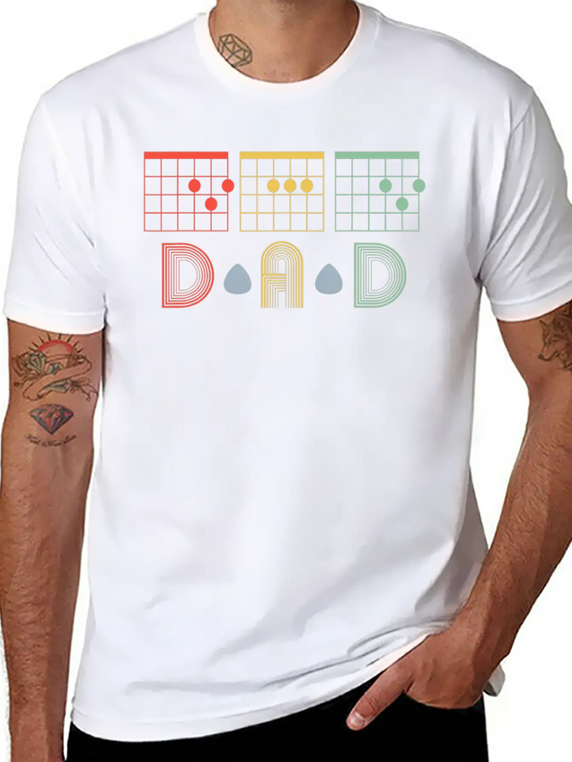 Guitarist Fathers Day Best Dad D A D Chord S Lightweight Cotton T-Shirt – Daily Comfort Graphic Shirt