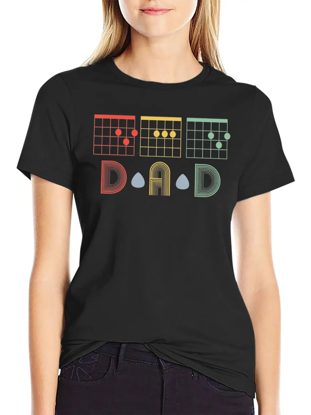 Guitarist Fathers Day Best Dad D A D Chord S Lightweight Cotton T-Shirt – Daily Comfort Graphic Shirt