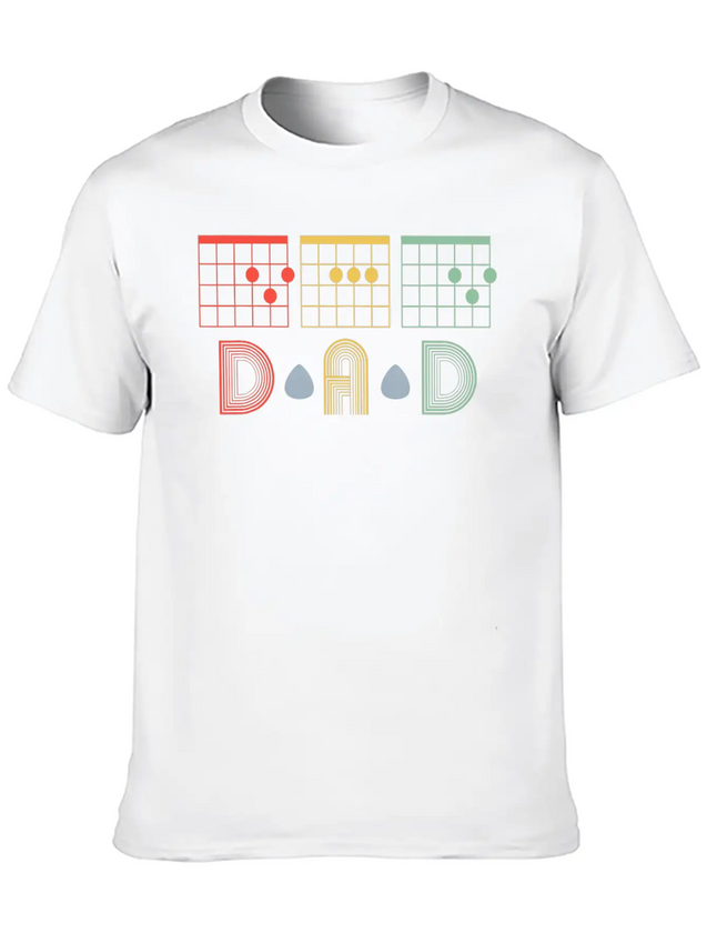 Guitarist Fathers Day Best Dad D A D Chord S Lightweight Cotton T-Shirt – Daily Comfort Graphic Shirt