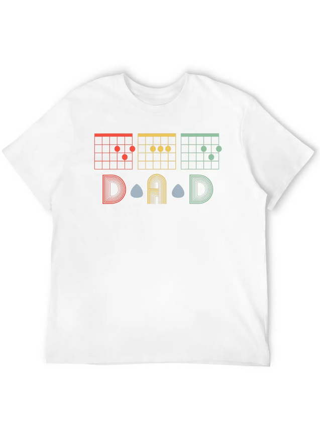 Guitarist Fathers Day Best Dad D A D Chord S Lightweight Cotton T-Shirt – Daily Comfort Graphic Shirt