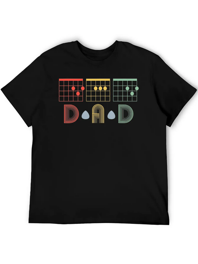 Guitarist Fathers Day Best Dad D A D Chord S Lightweight Cotton T-Shirt – Daily Comfort Graphic Shirt