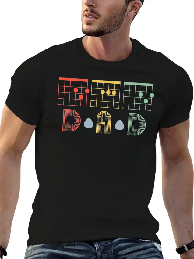 Guitarist Fathers Day Best Dad D A D Chord S Lightweight Cotton T-Shirt – Daily Comfort Graphic Shirt
