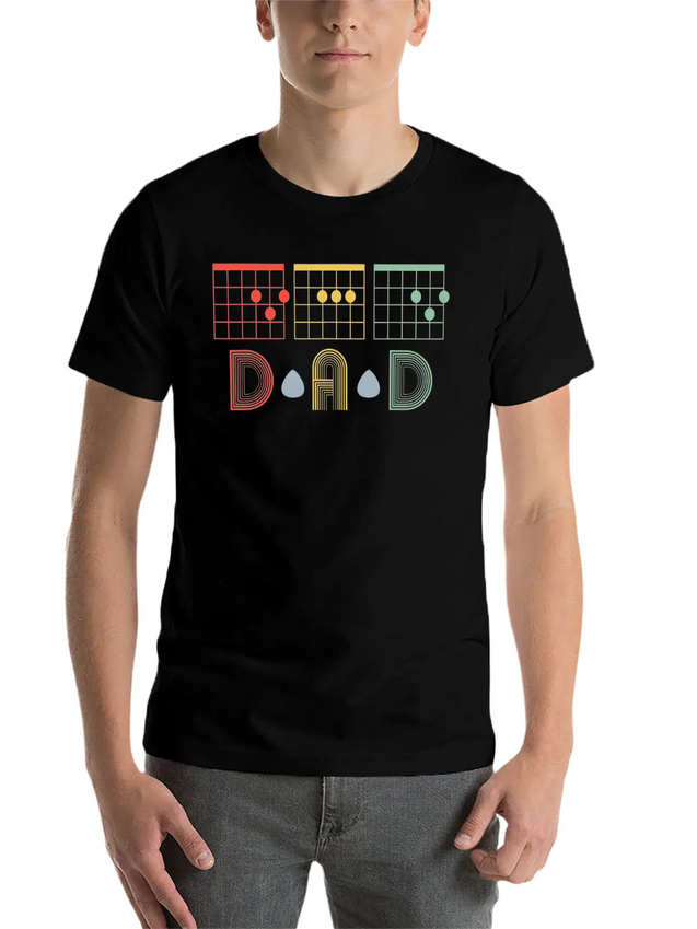 Guitarist Fathers Day Best Dad D A D Chord S Lightweight Cotton T-Shirt – Daily Comfort Graphic Shirt