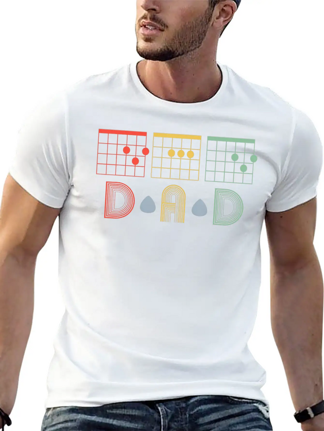 Guitarist Fathers Day Best Dad D A D Chord S Lightweight Cotton T-Shirt – Daily Comfort Graphic Shirt
