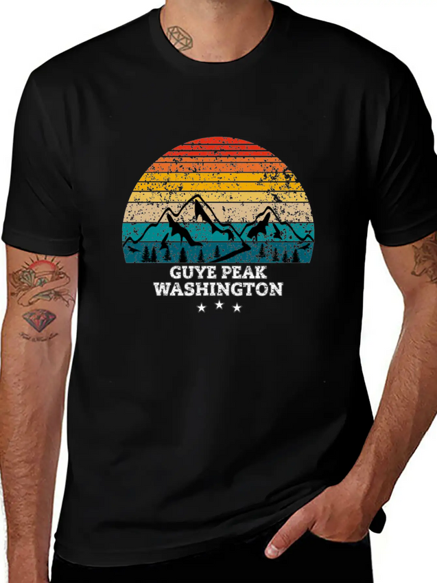 GUYE PEAK WASHINGTON Lightweight Cotton T-Shirt – Daily Comfort Graphic Shirt
