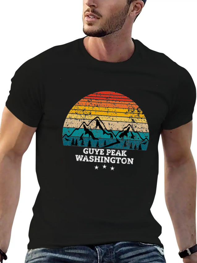 GUYE PEAK WASHINGTON Lightweight Cotton T-Shirt – Daily Comfort Graphic Shirt