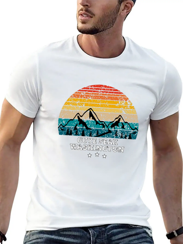 GUYE PEAK WASHINGTON Lightweight Cotton T-Shirt – Daily Comfort Graphic Shirt