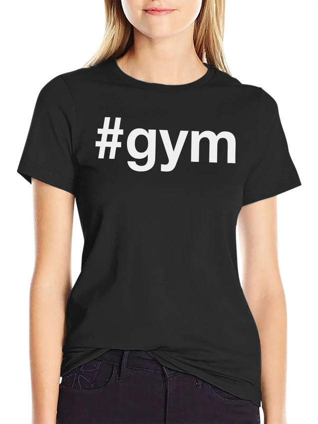 GYM Hashtag Fitness Powerlifting Weightlifting Lightweight Cotton T-Shirt – Daily Comfort Graphic Shirt