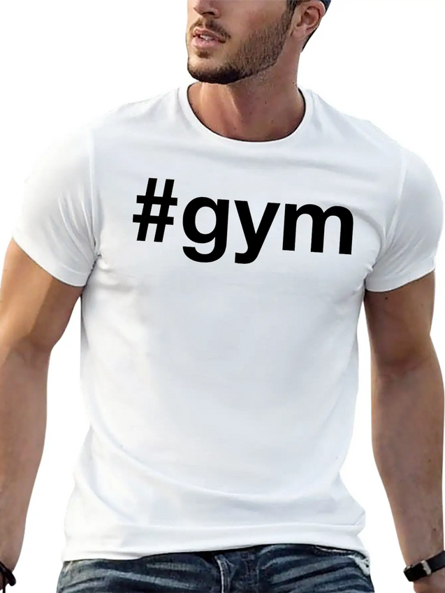 GYM Hashtag Fitness Powerlifting Weightlifting Lightweight Cotton T-Shirt – Daily Comfort Graphic Shirt