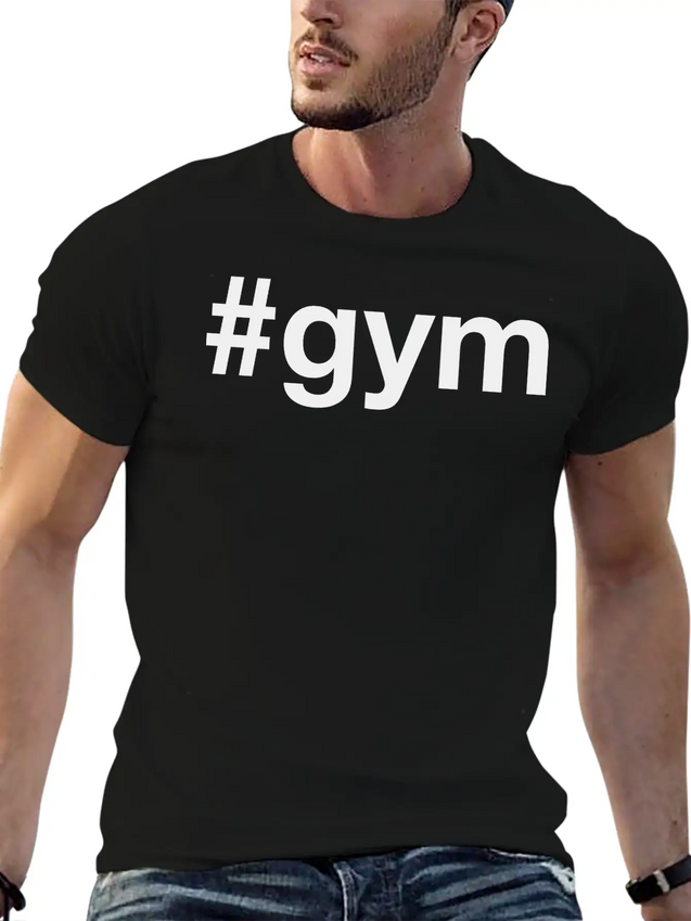 GYM Hashtag Fitness Powerlifting Weightlifting Lightweight Cotton T-Shirt – Daily Comfort Graphic Shirt