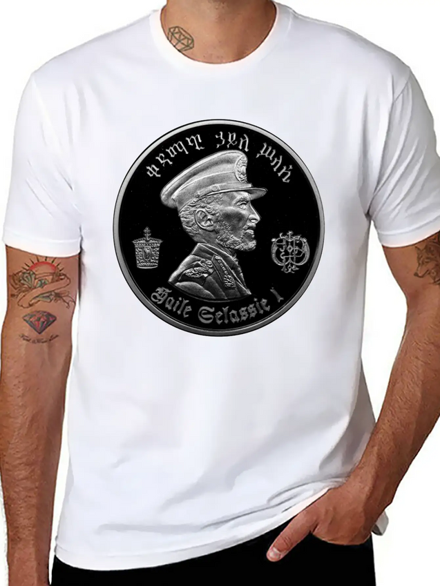 Haile Selassie - Jah Rastafari - Emperor Ethiopia Lightweight Cotton T-Shirt – Daily Comfort Graphic Shirt