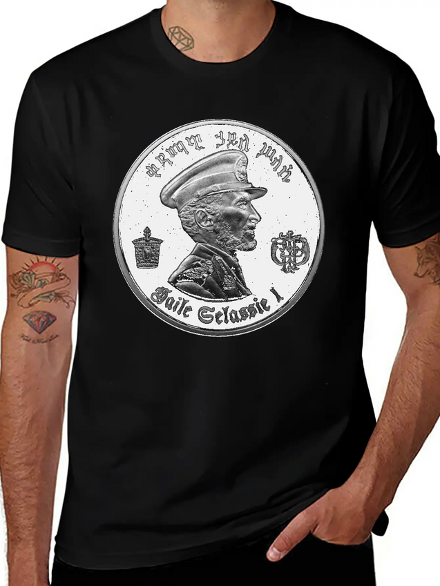 Haile Selassie - Jah Rastafari - Emperor Ethiopia Lightweight Cotton T-Shirt – Daily Comfort Graphic Shirt