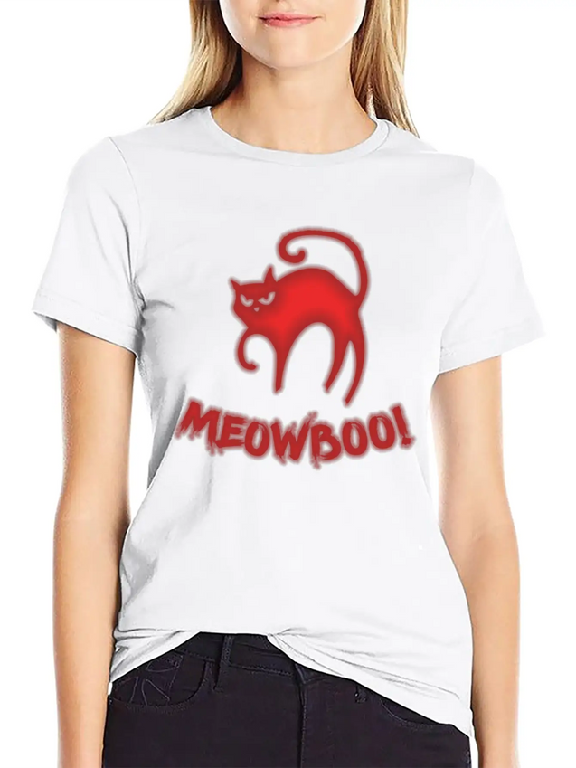 Halloween Fear Horror Spooky Cat Scary Lightweight Cotton T-Shirt – Daily Comfort Graphic Shirt