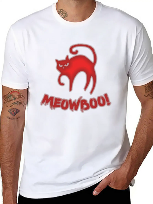 Halloween Fear Horror Spooky Cat Scary Lightweight Cotton T-Shirt – Daily Comfort Graphic Shirt