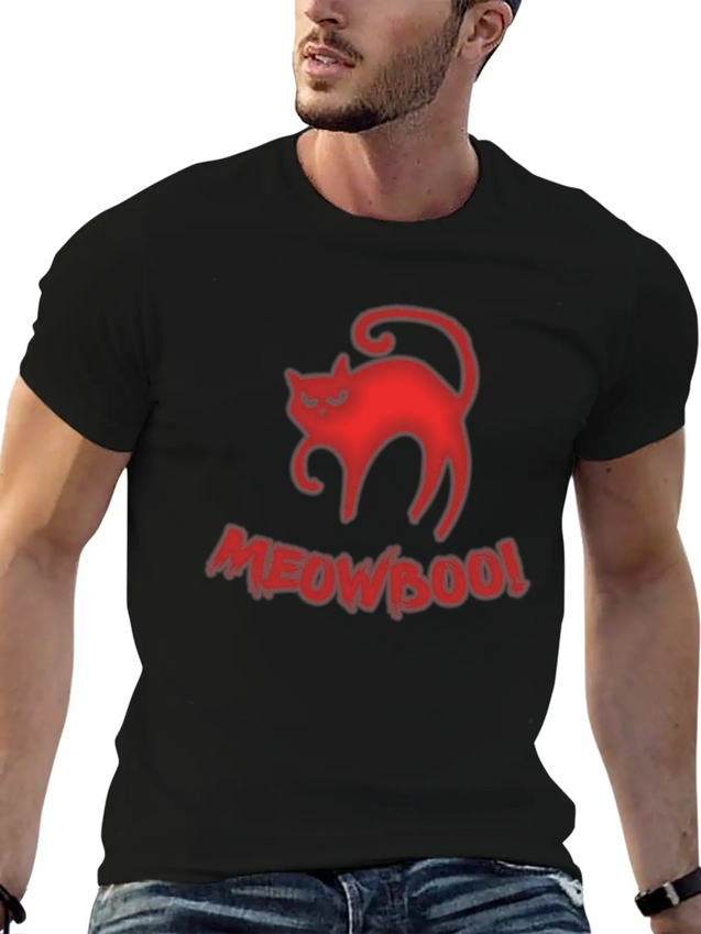 Halloween Fear Horror Spooky Cat Scary Lightweight Cotton T-Shirt – Daily Comfort Graphic Shirt