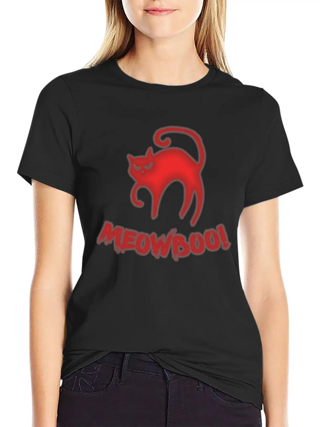 Halloween Fear Horror Spooky Cat Scary Lightweight Cotton T-Shirt – Daily Comfort Graphic Shirt