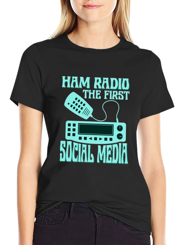 Ham Radio The First Social Media Operator Amateur Lightweight Cotton T-Shirt – Daily Comfort Graphic Shirt