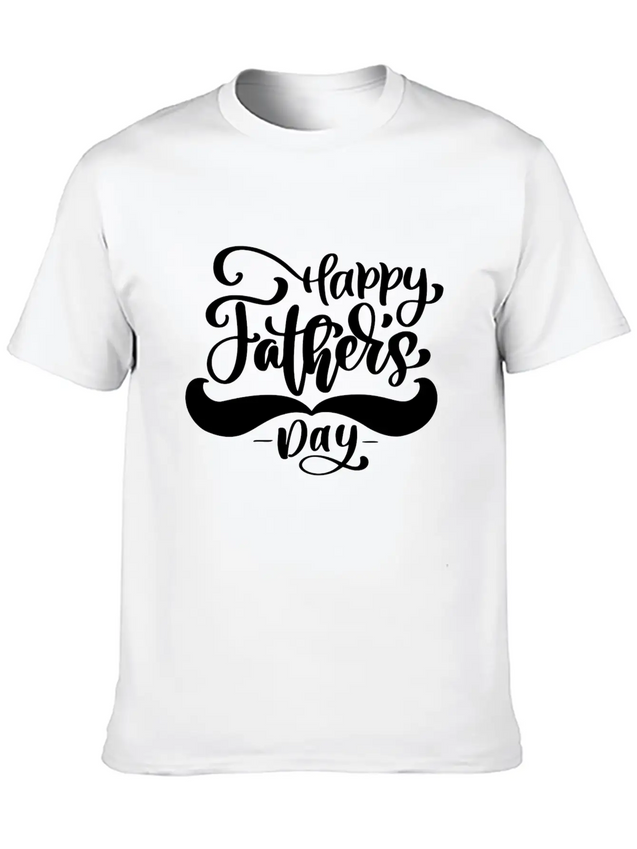 Happy Fathers Day Phrase Hand Drawn Lettering Lightweight Cotton T-Shirt – Daily Comfort Graphic Shirt