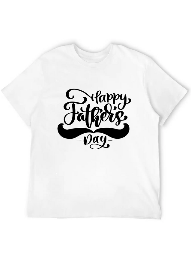 Happy Fathers Day Phrase Hand Drawn Lettering Lightweight Cotton T-Shirt – Daily Comfort Graphic Shirt