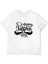 Happy Fathers Day Phrase Hand Drawn Lettering Lightweight Cotton T-Shirt – Daily Comfort Graphic Shirt