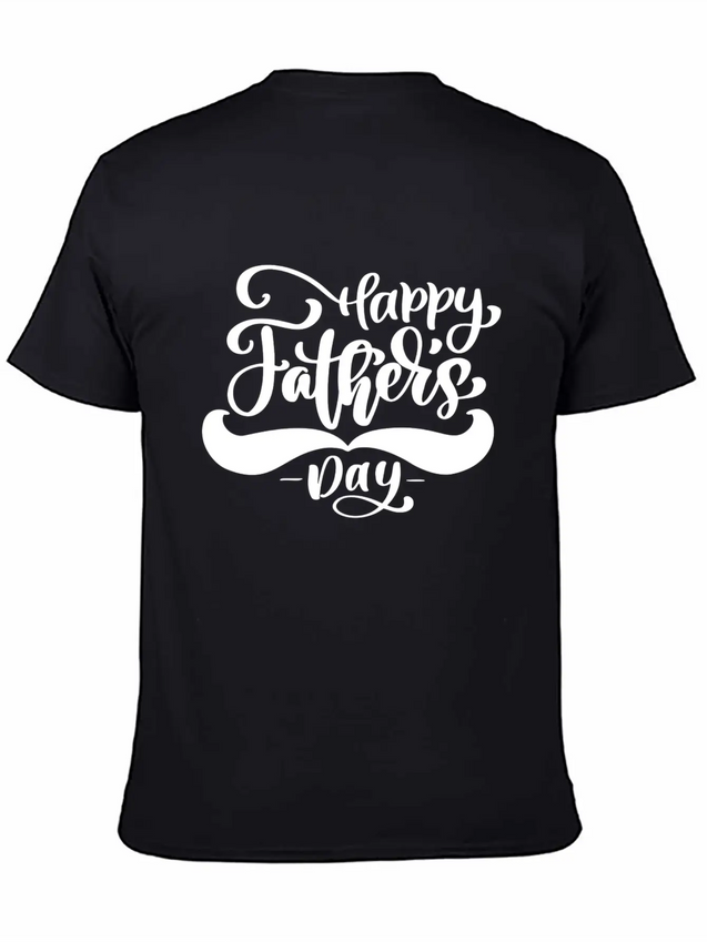Happy Fathers Day Phrase Hand Drawn Lettering Lightweight Cotton T-Shirt – Daily Comfort Graphic Shirt
