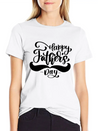 Happy Fathers Day Phrase Hand Drawn Lettering Lightweight Cotton T-Shirt – Daily Comfort Graphic Shirt