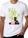 Harmonious Arrangement Of Bamboo, Stones & Flower Lightweight Cotton T-Shirt – Daily Comfort Graphic Shirt