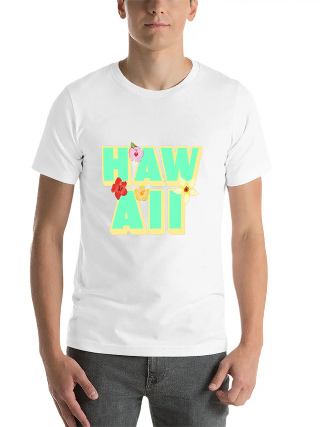 Hawaii Lettering | Orchids Flowers USA Lightweight Cotton T-Shirt – Daily Comfort Graphic Shirt