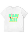Hawaii Lettering | Orchids Flowers USA Lightweight Cotton T-Shirt – Daily Comfort Graphic Shirt