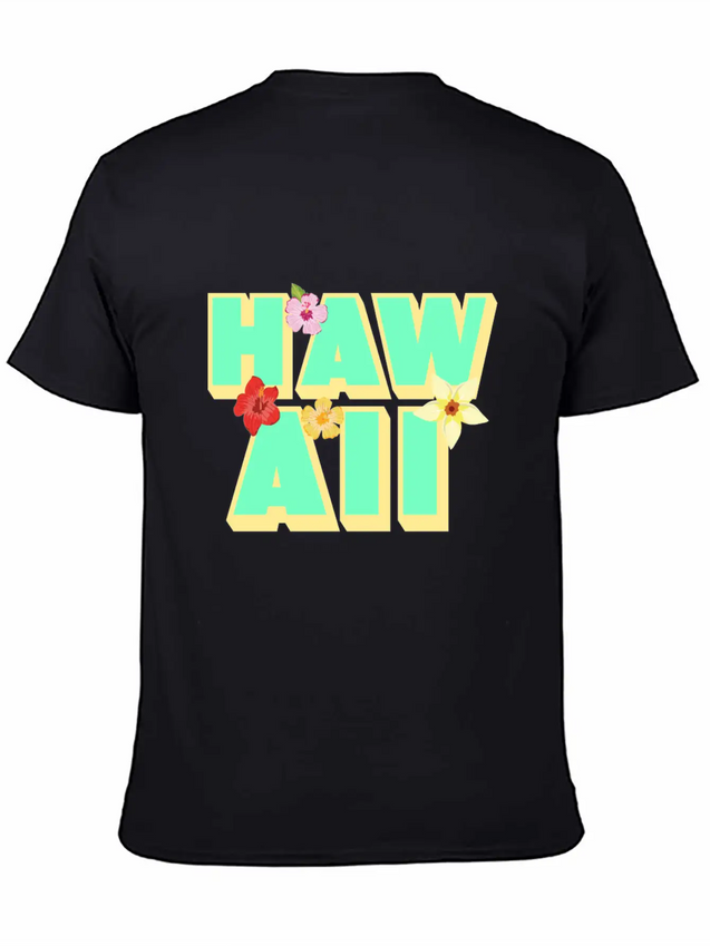 Hawaii Lettering | Orchids Flowers USA Lightweight Cotton T-Shirt – Daily Comfort Graphic Shirt