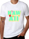 Hawaii Lettering | Orchids Flowers USA Lightweight Cotton T-Shirt – Daily Comfort Graphic Shirt