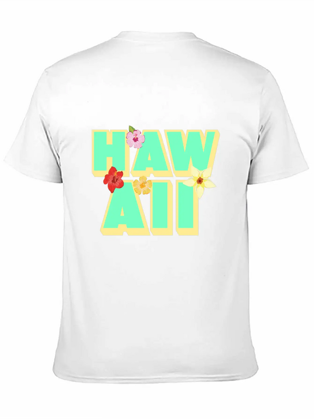 Hawaii Lettering | Orchids Flowers USA Lightweight Cotton T-Shirt – Daily Comfort Graphic Shirt
