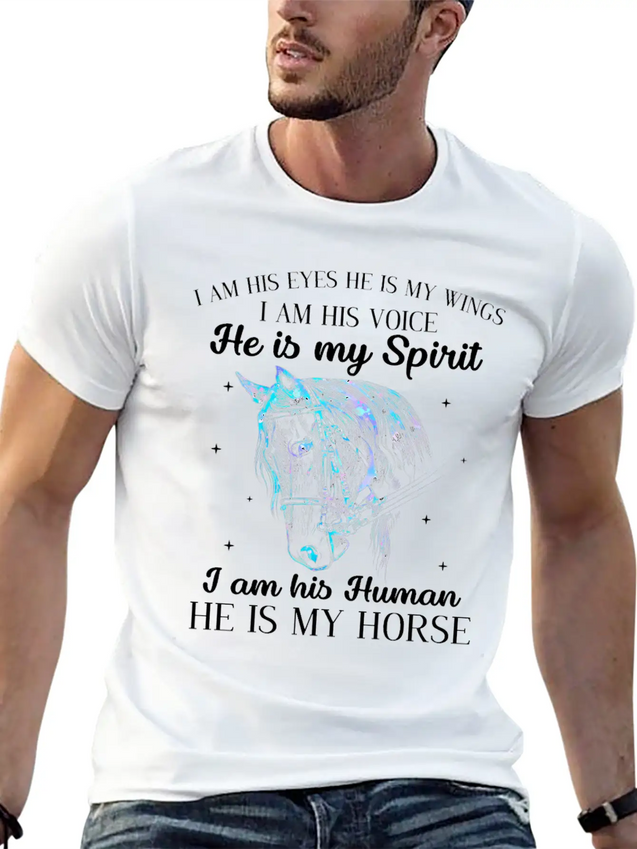 He Is My Horse Great Gift For Horse Lovers Lightweight Cotton T-Shirt – Daily Comfort Graphic Shirt