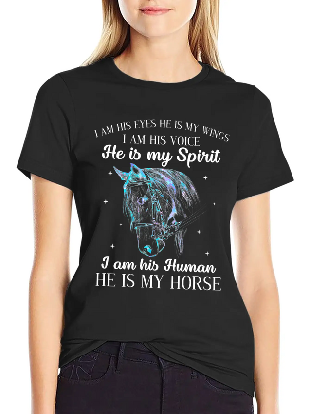 He Is My Horse Great Gift For Horse Lovers Lightweight Cotton T-Shirt – Daily Comfort Graphic Shirt