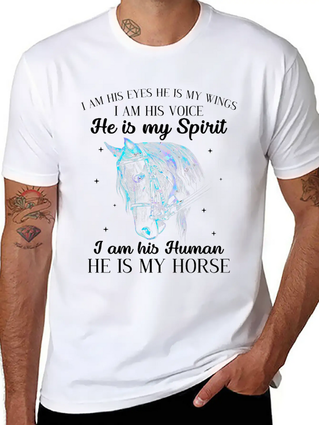 He Is My Horse Great Gift For Horse Lovers Lightweight Cotton T-Shirt – Daily Comfort Graphic Shirt