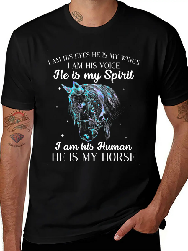 He Is My Horse Great Gift For Horse Lovers Lightweight Cotton T-Shirt – Daily Comfort Graphic Shirt