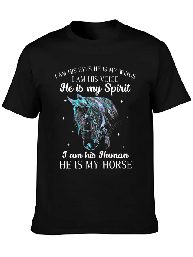 He Is My Horse Great Gift For Horse Lovers Lightweight Cotton T-Shirt – Daily Comfort Graphic Shirt