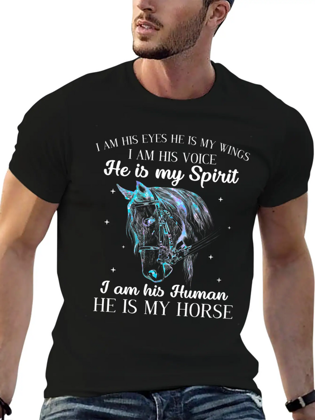 He Is My Horse Great Gift For Horse Lovers Lightweight Cotton T-Shirt – Daily Comfort Graphic Shirt