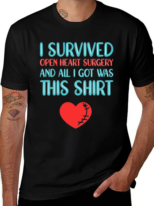 Heart Attack Survivor Heart Surgery Lightweight Cotton T-Shirt – Daily Comfort Graphic Shirt