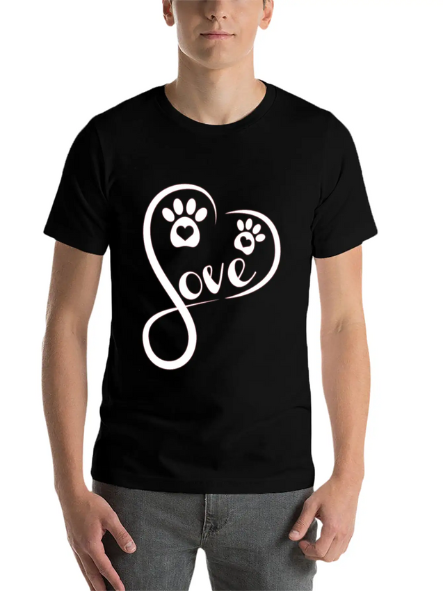 Heart Love Dog - Funny Dog Lightweight Cotton T-Shirt – Daily Comfort Graphic Shirt