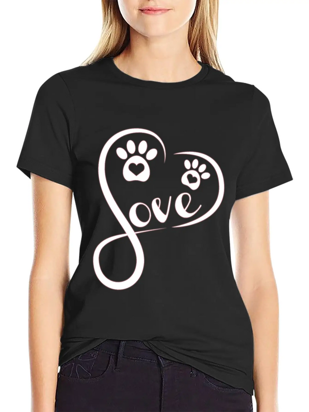 Heart Love Dog - Funny Dog Lightweight Cotton T-Shirt – Daily Comfort Graphic Shirt