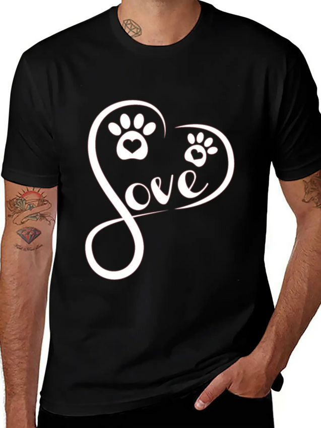Heart Love Dog - Funny Dog Lightweight Cotton T-Shirt – Daily Comfort Graphic Shirt