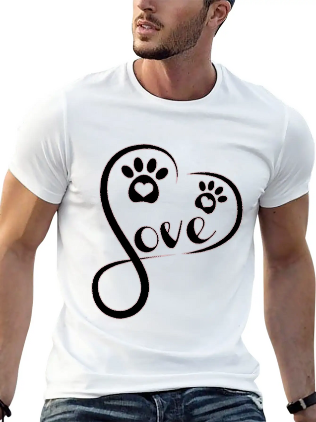 Heart Love Dog - Funny Dog Lightweight Cotton T-Shirt – Daily Comfort Graphic Shirt