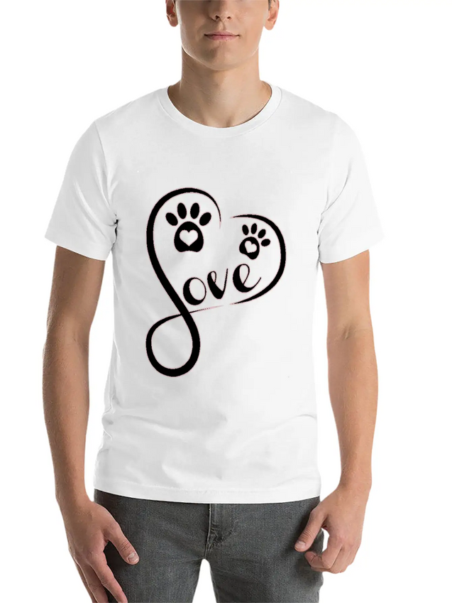 Heart Love Dog - Funny Dog Lightweight Cotton T-Shirt – Daily Comfort Graphic Shirt