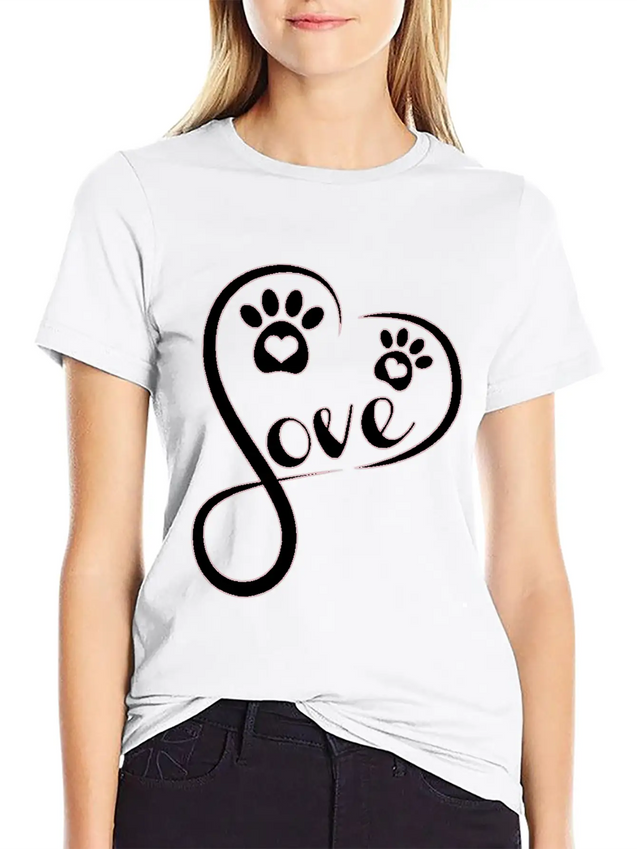 Heart Love Dog - Funny Dog Lightweight Cotton T-Shirt – Daily Comfort Graphic Shirt